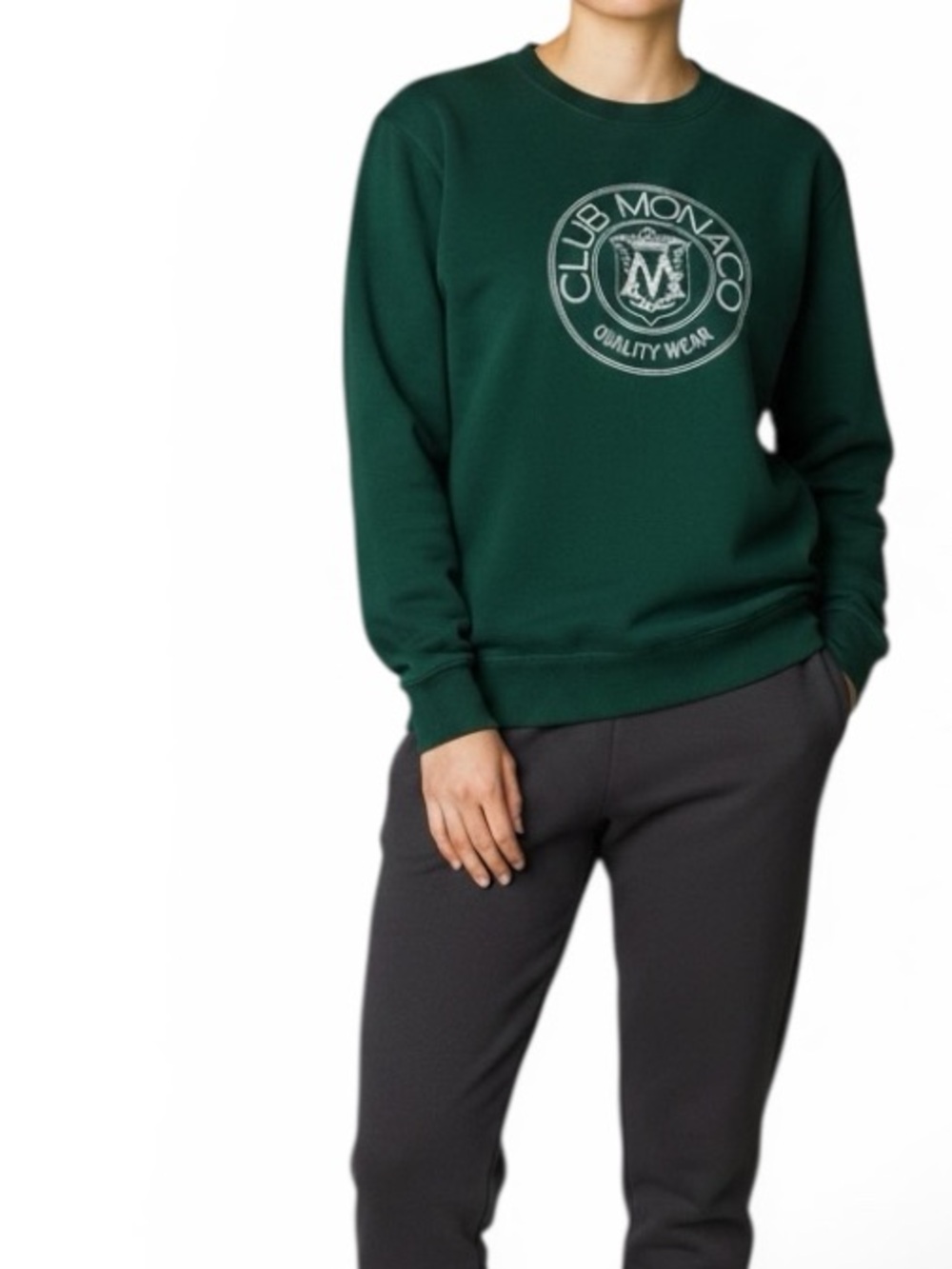 Vintage Club Monaco Crest Green Crewneck Sweatshirt | Size M